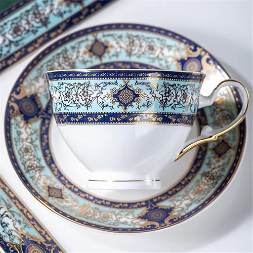 Miniatura 9 de TREXD Palace Style - Juego de taza de café y platillo de porcelana de hueso juego de té europeo taza de té británica por la tarde color  E