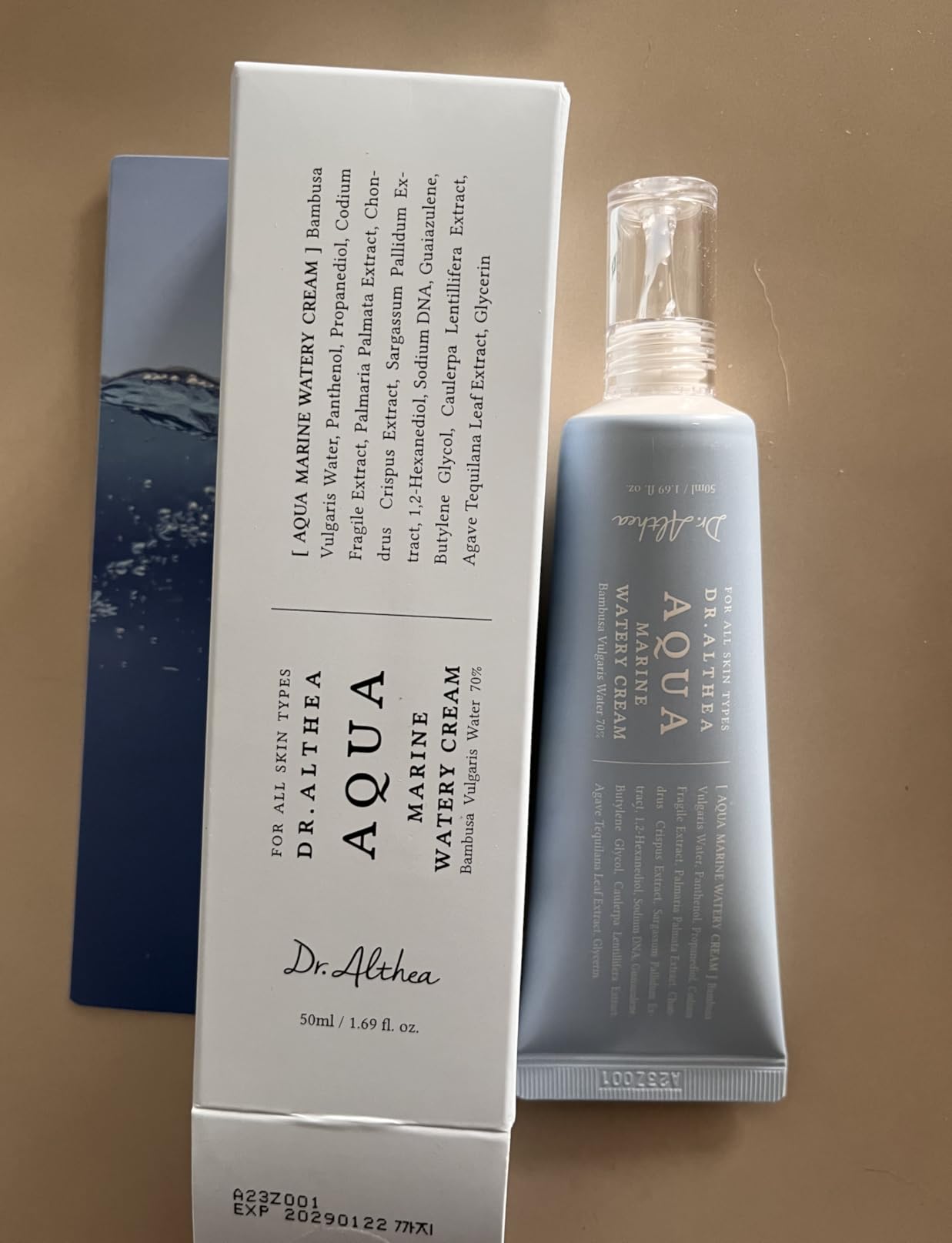 Dr.Althea Aqua Marine Watery Cream | Daily Face Moisturizer for All Skin Types | Deep Hydration Face Cream with Hyaluronic Acid | Vegan Korean Skincare, 1.69 Fl Oz