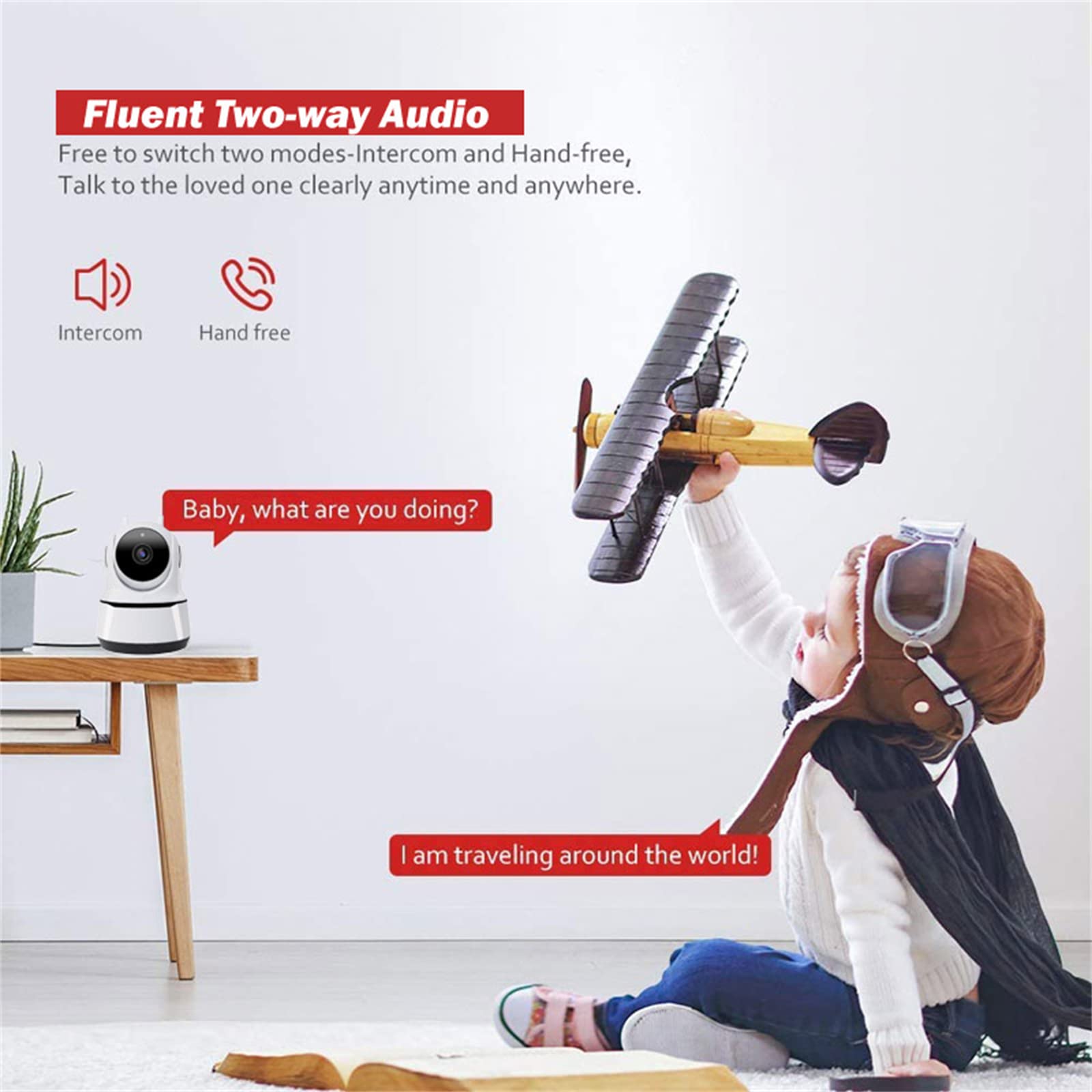 Kamera IP HD 1080P Wifi, kryty inteligentny nadzór bezpieczeństwa w domu Wykrywanie ruchu Night Vision Baby Monitor niania kamera dla zwierząt;