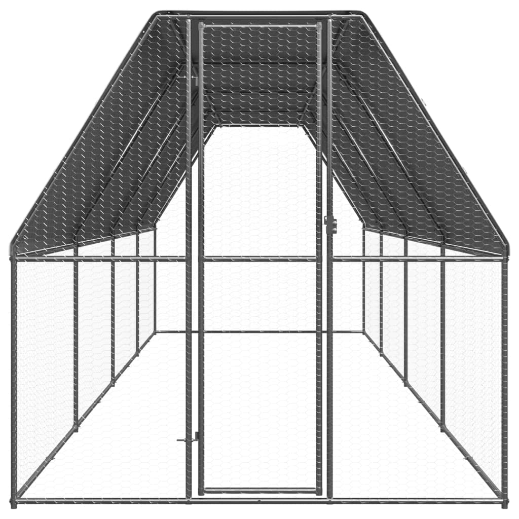 Homgoday Jaula para pollos al aire libre, 2 x 8 x 2 m, acero galvanizado, gallinero y corral, gallinero, gallinero, jaula de aves de corral para gallinas, patos, conejos, perros, jaula de aves de