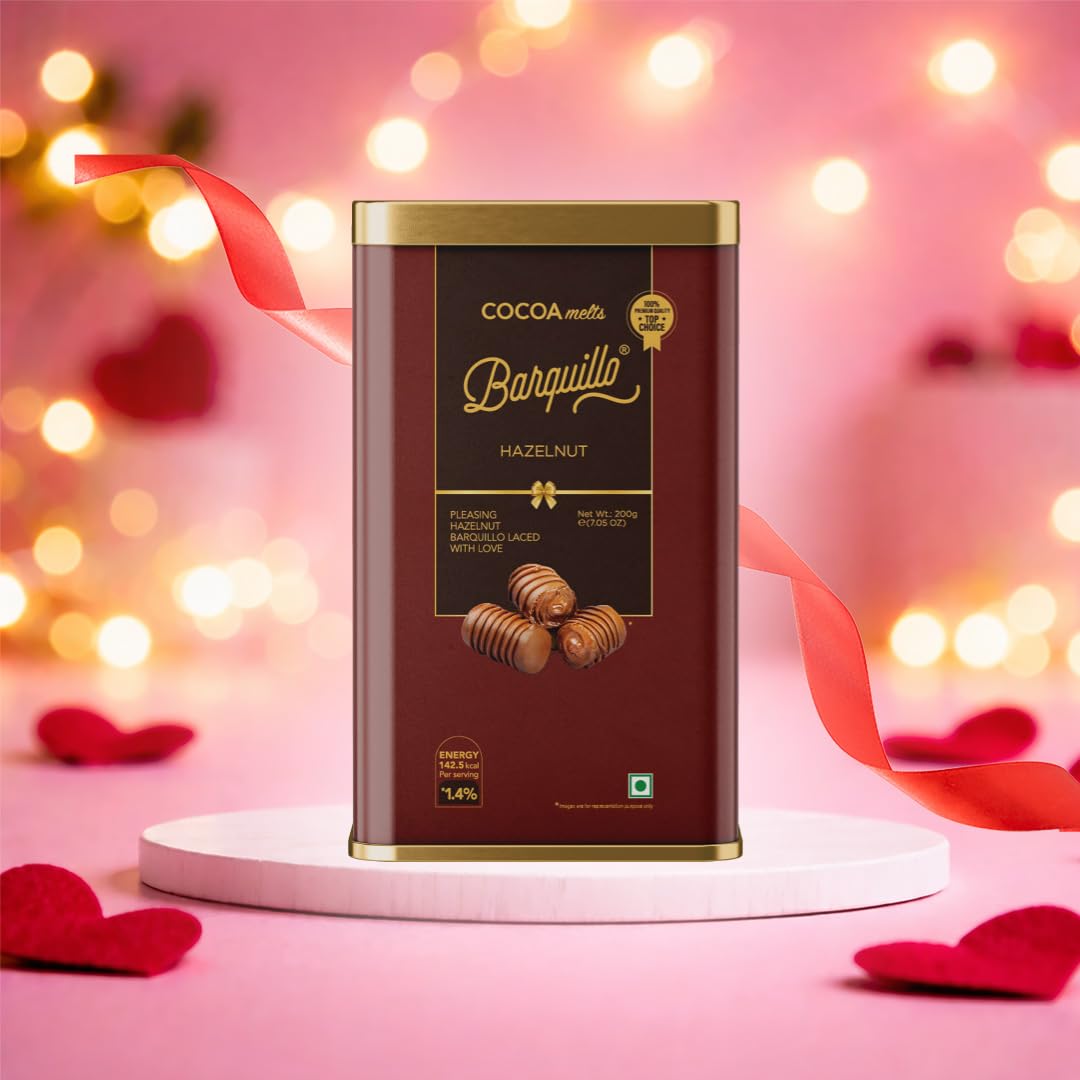 Barquillo Premium Hazelnut Chocolate Tin Pack - 10 Pcs (200 gm) | Hazelnut Cream Filled Biscuit Roll imported | Dubai couverture taste | Valentine's Day Gift Pack Celebration specially for Festivals