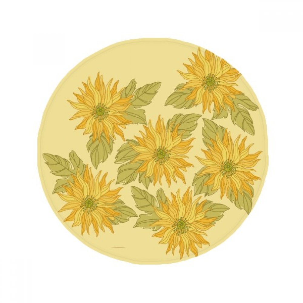 Tapis antidérapant rond plante fleur tournesol pour salle de bain