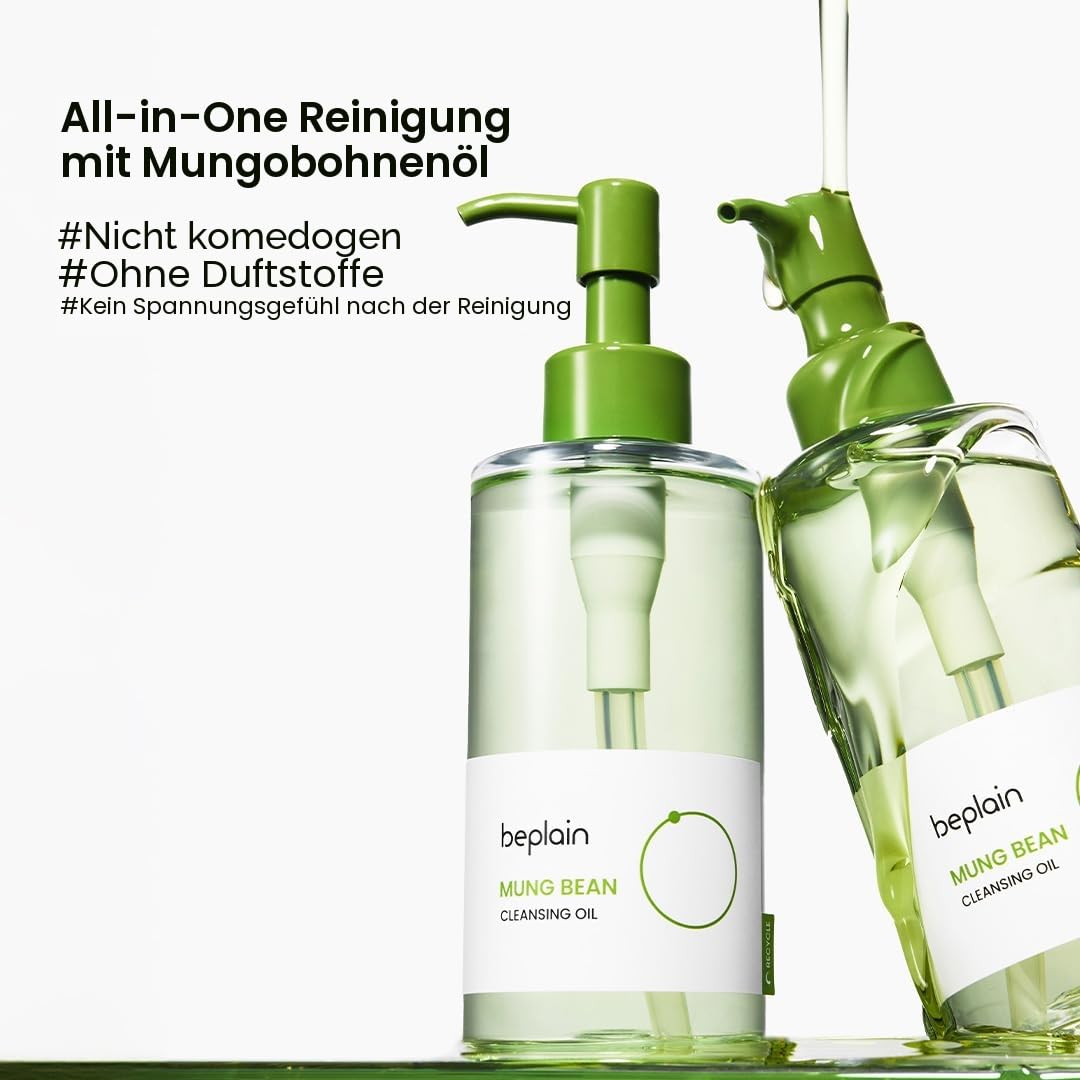 beplain Mung-Bohnen-Reinigungsöl (200ml/6,76 fl.oz) | parfümfrei | nicht komedogen getestet | Make-up-Entferner gegen Mitesser & tiefe Porenreinigung | Geeignet für empfindliche Haut | Doppelte