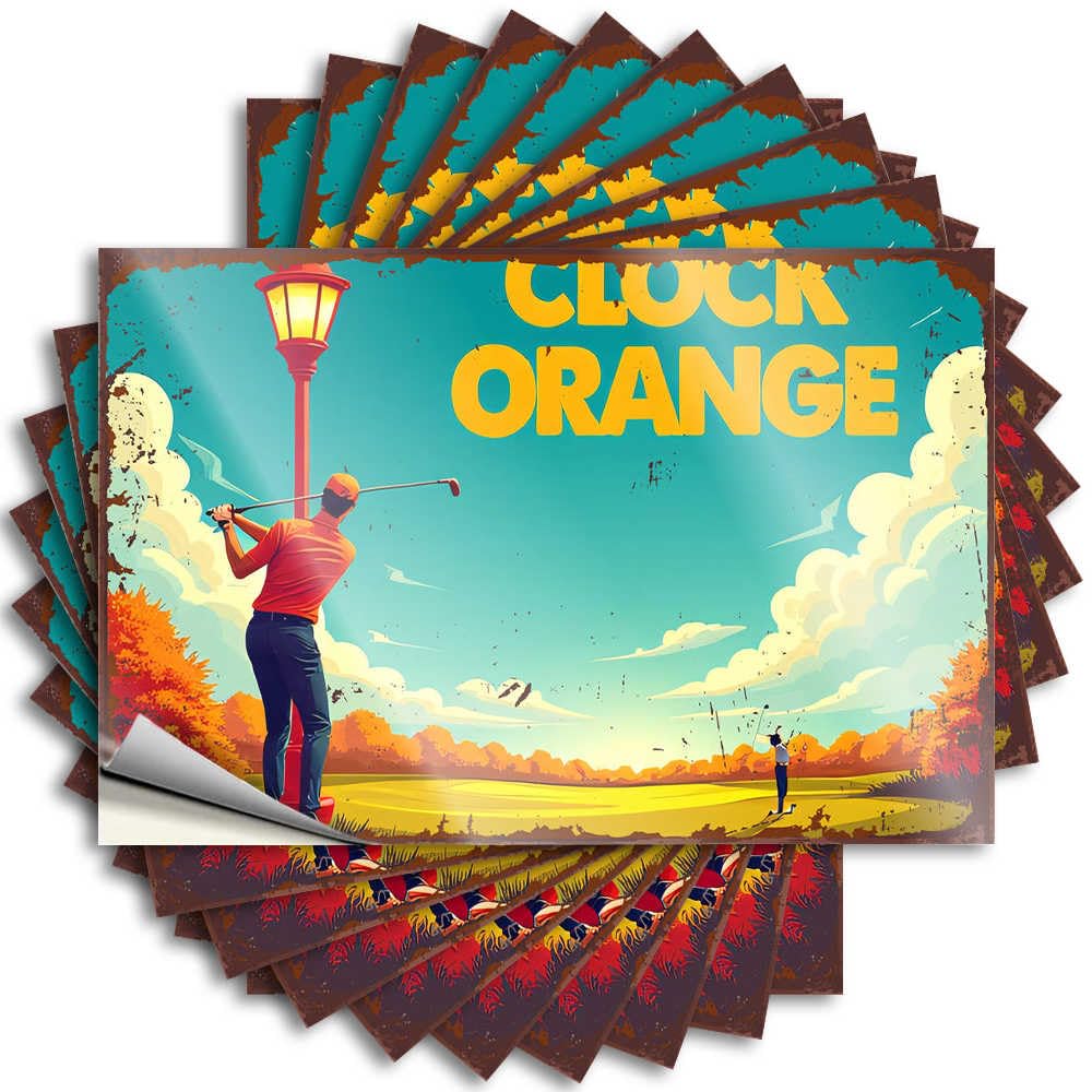 Fzfn Colour Lake Stickers - Square Alcohol Hard Clock Orange: A Golfer's Journey Through Autumn Colors(12X18cm)