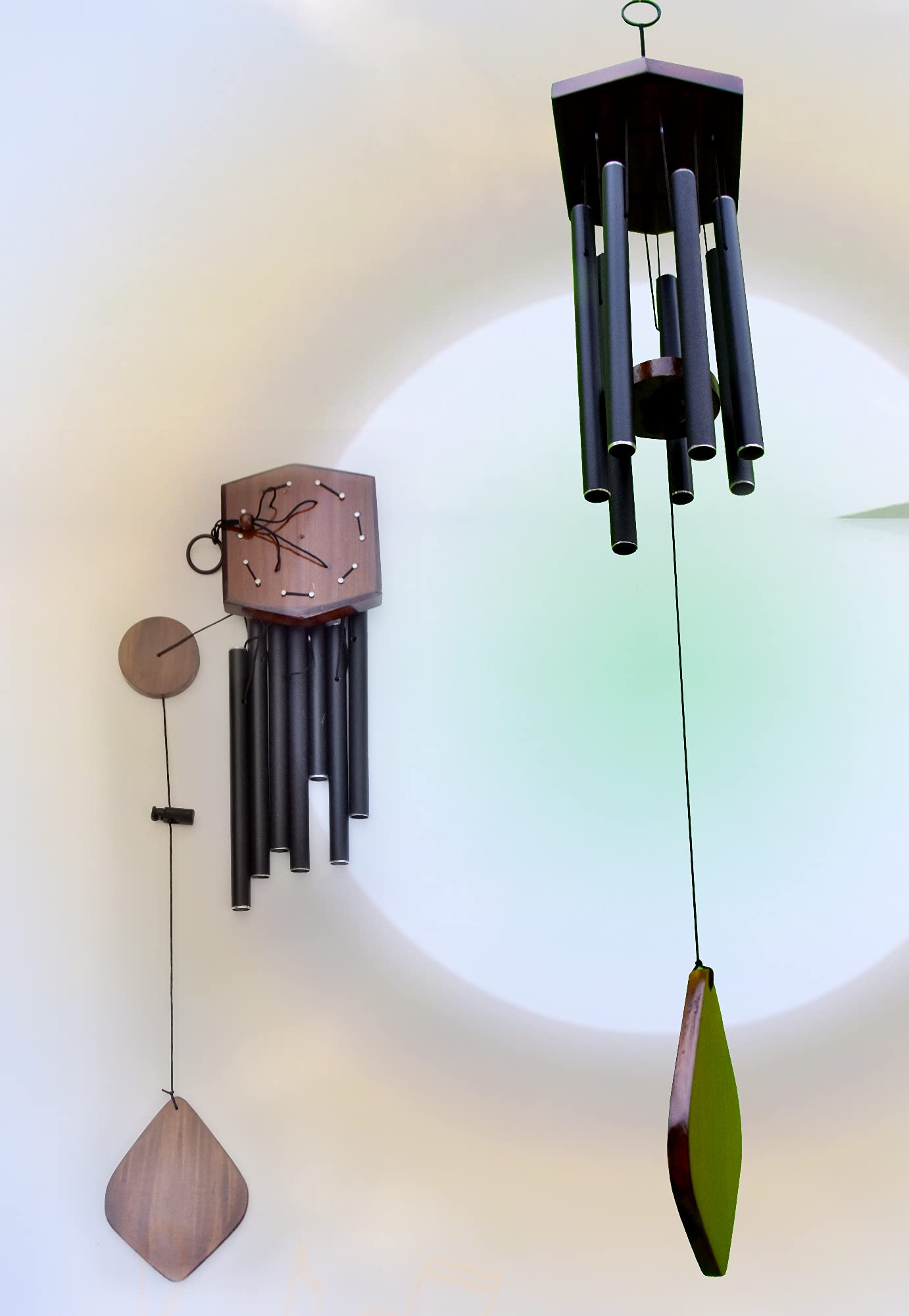 Wood 18 cm Long 7 Pipe Black Wind Chimes for Home Positive Energy, Balcony Bedroom with Sweet Sound-image-46