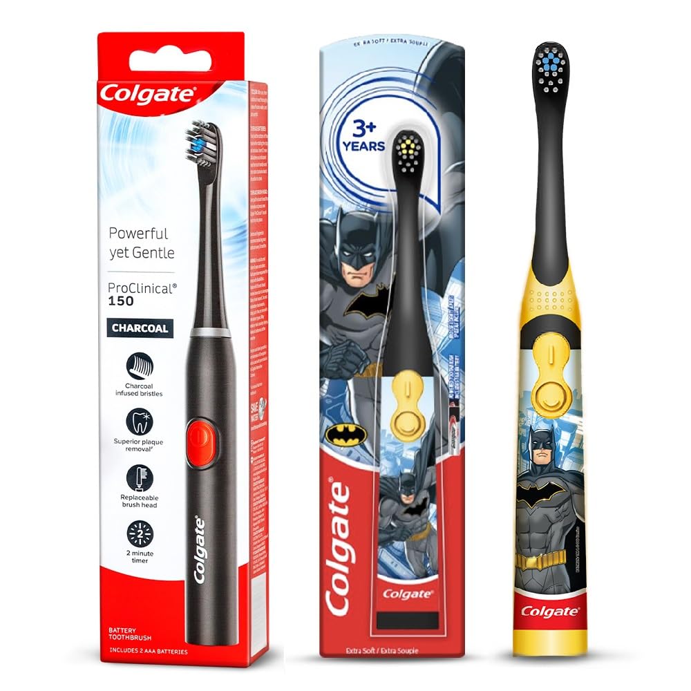 Colgate Proclinical 150 Sonic Charcoal Battery Powered Toothbrush - 1 Pc & Colgate Kids Batman Battery Power Toothbrush - 1 Pc Combo-image-25