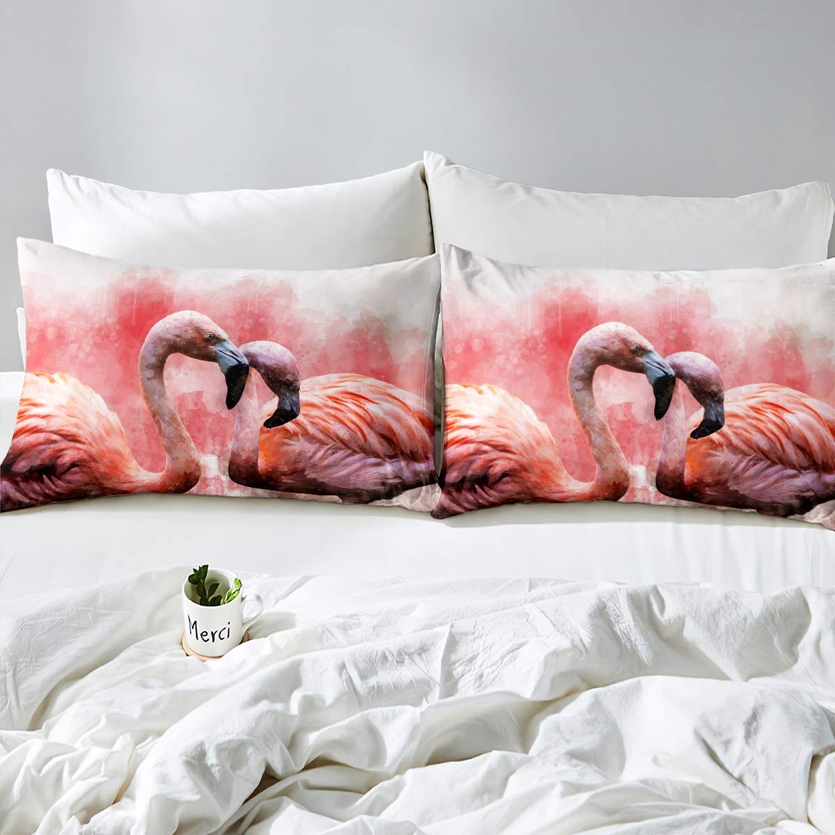 Set di biancheria da letto 3D fenicottero tropicale modello fenicottero set di lenzuola Ragazzi Ragazze adulti modello animale selvatico lenzuolo con angoli fauna selvatica letto camera 2 pezzi lenzu