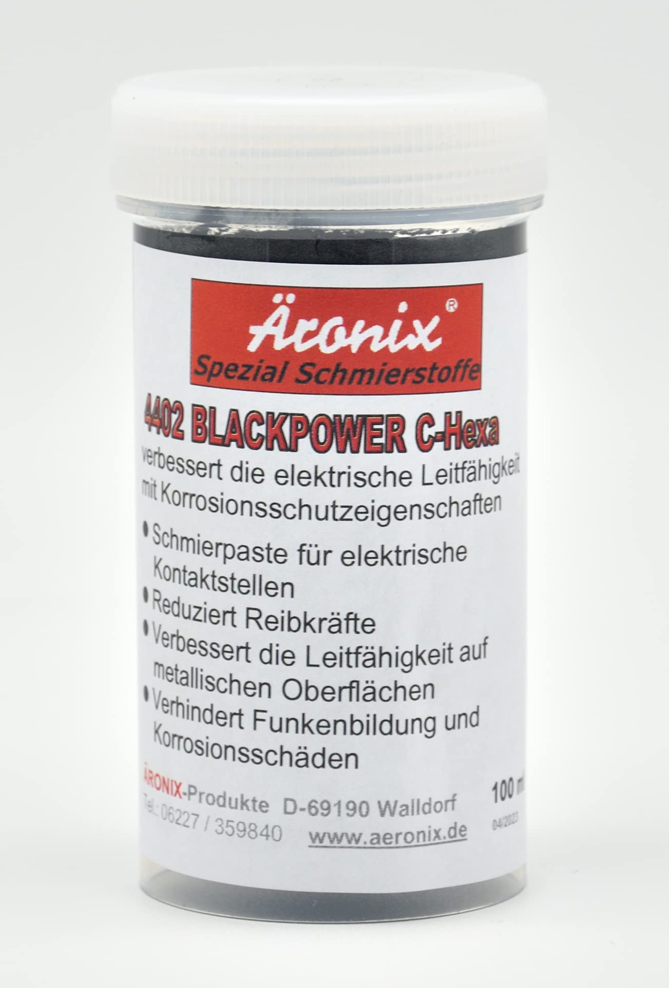100 g ÄRONIX 4402 BLACKPOWER C-HEXA Pâte de contact – Pâte graphite pour contacts électriques, pâte conductrice avec protection contre la corrosion pour aluminium, cuivre, cosses de câble, bornes et