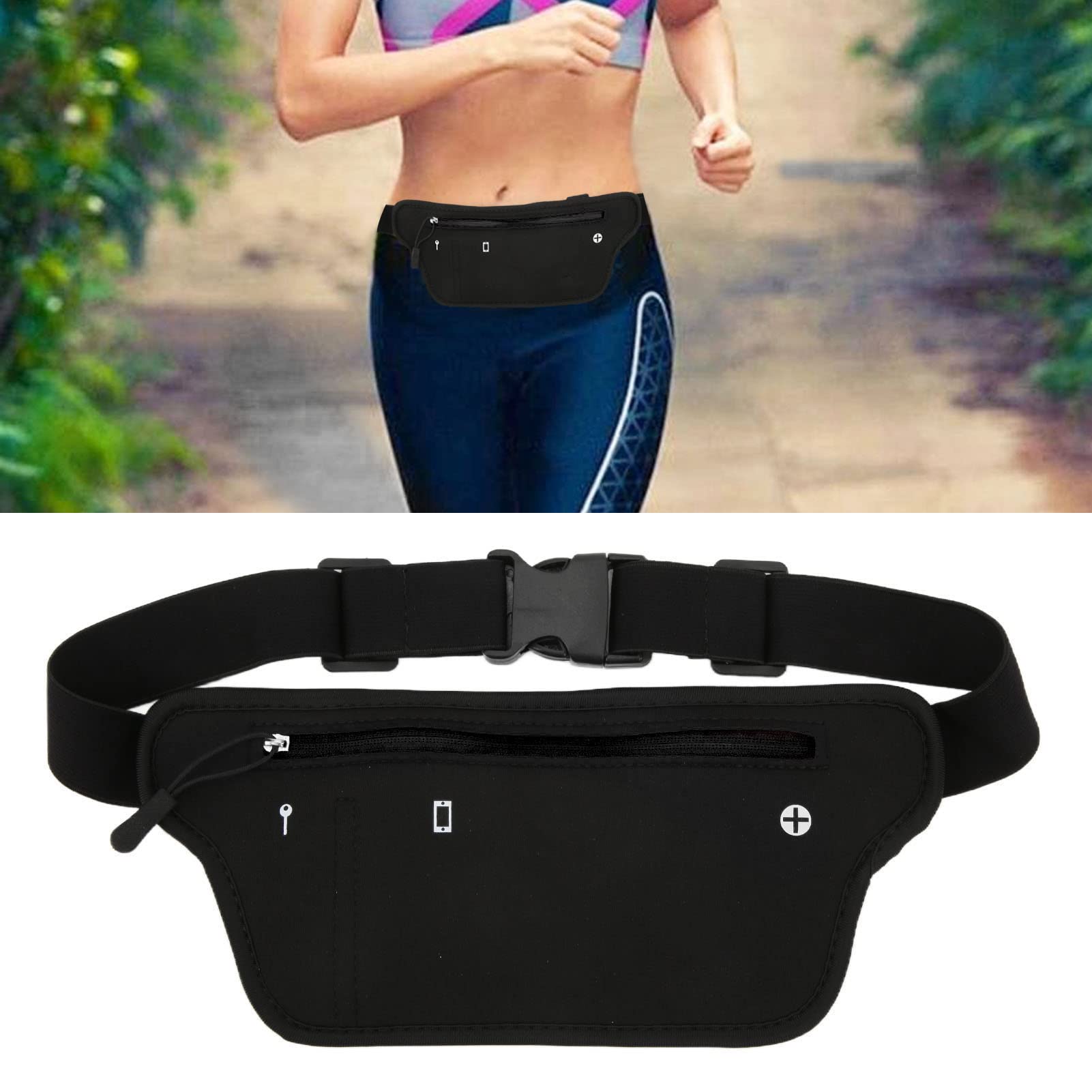 Neoprenowa torba biodrowa pochete neoprene regulowana kiesze? biodrowa, elastyczna torba biodrowa z otworem na s?uchawki, odpowiednia do wi?kszo?ci rozmiarów Marsupi