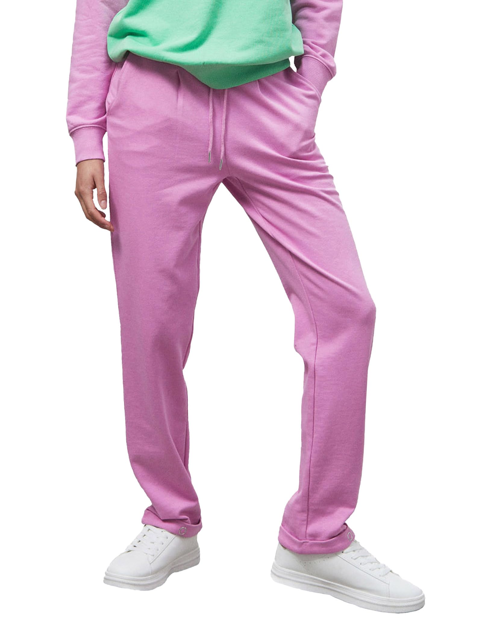 Enorsia Roll-Up Hem Womens Jersey Trousers with Elasticated Waist Band, Drawstring Details with Metal Ends and Side Seam Slant Pockets (UK, Numeric, 16, Regular, Regular, Pink)