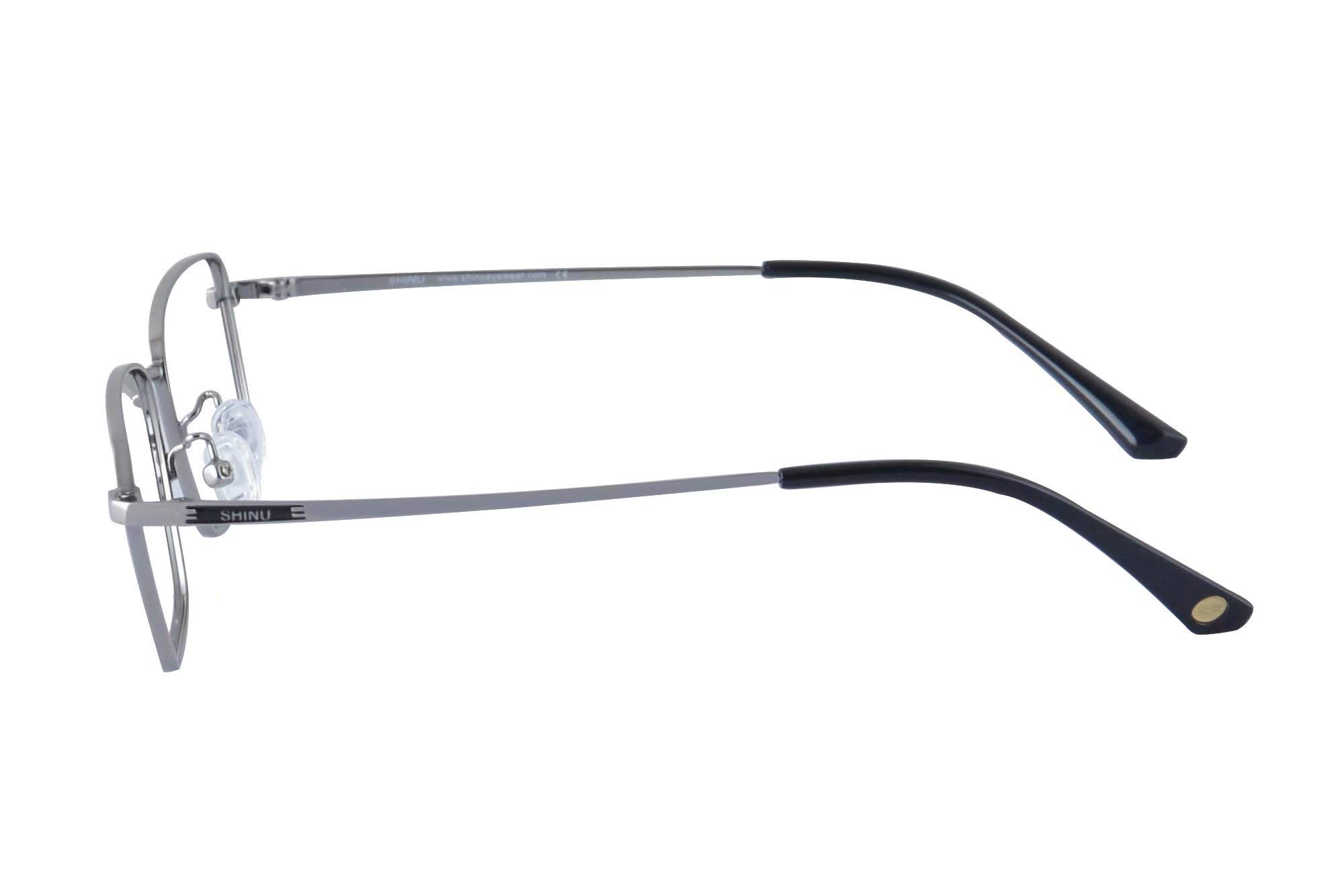 SHINU Niebieskie okulary do czytania w ramce tytanowej-ATLH1030, C1 Srebrny,anty Blue Lens