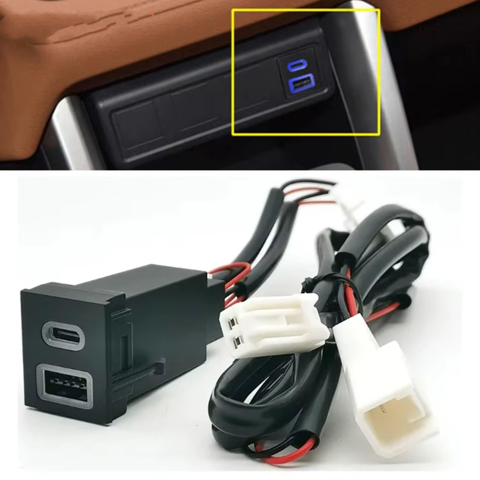 Console Centrale Port USB Compatible Avec Toyota Pour RAV4 12V 24V Téléphone Voiture Chargeur Double Adaptateur Prise Charge Pour Type-c PD QC3.0 Interface USB AUX voiture