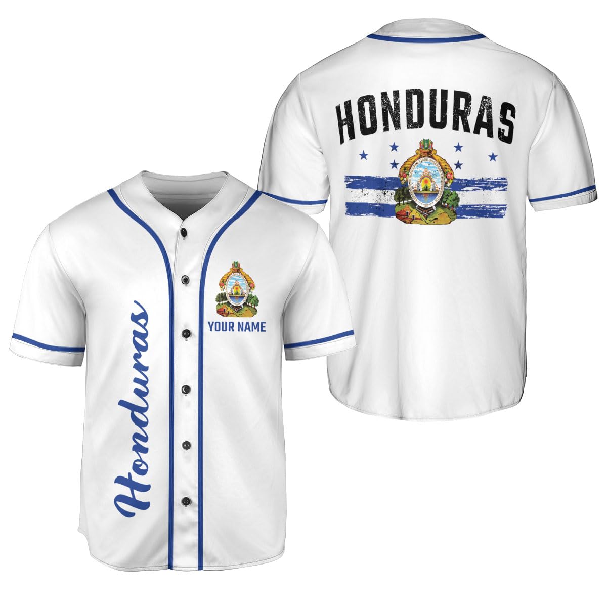 MonkeyVan Personalized Honduras Baseball Jersey Camisa Honduras Hombres Honduras Baseball Jersey Men & Women, Honduras Baseball Jersey 34 Multicolor, Small-5X-Large