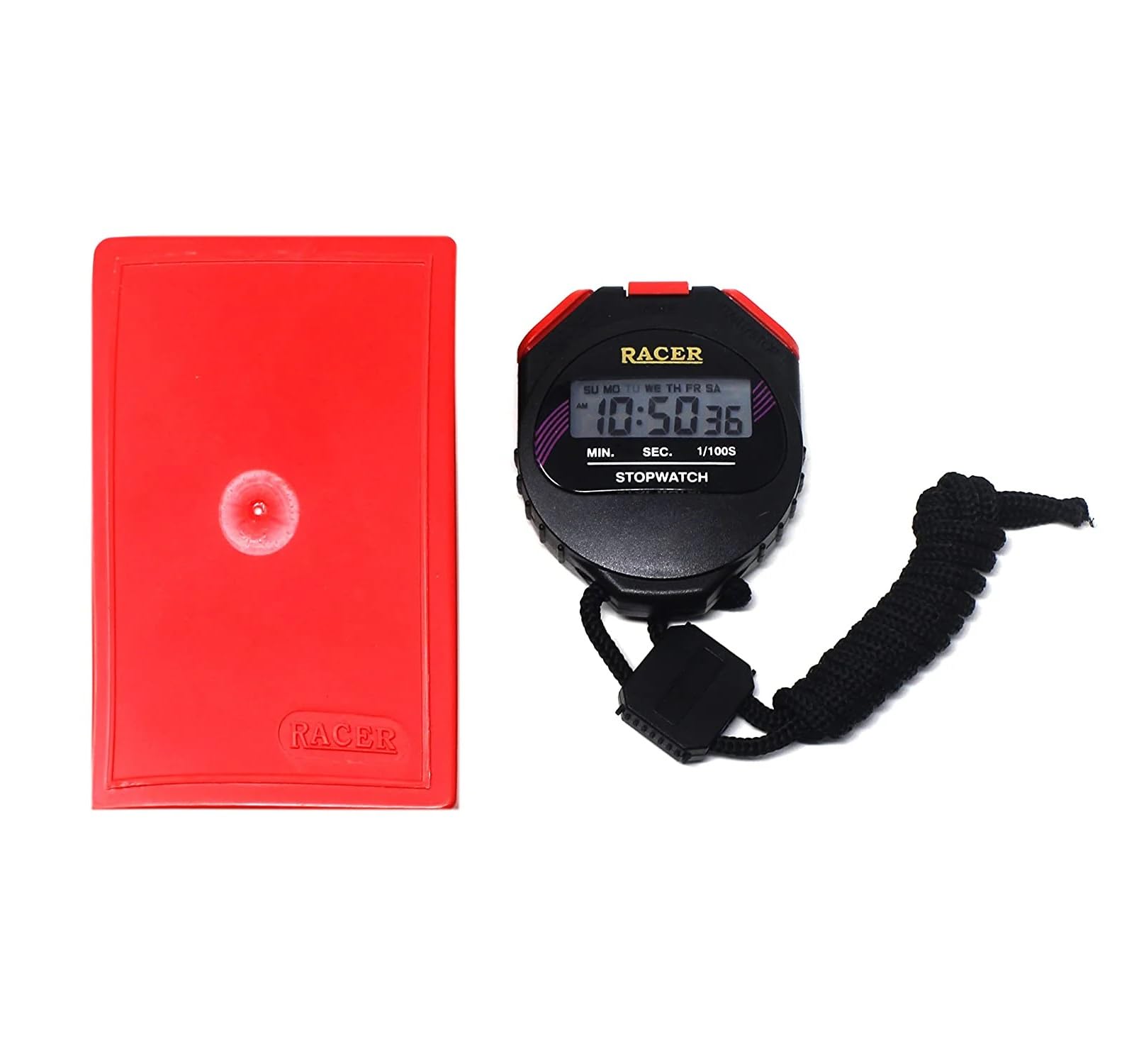 LABGO Racer Stopwatch with Alarm Handheld LCD Digital Professional Timer Sports Stop Watch Black