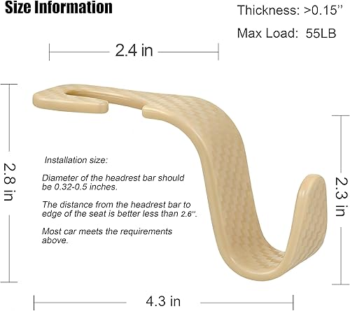 Miniatura 40 de Amooca Paquete de 4 ganchos para reposacabezas de asiento de automóvil, organizador universal de almacenamiento de automóvil, para bolso, bolso, Gris