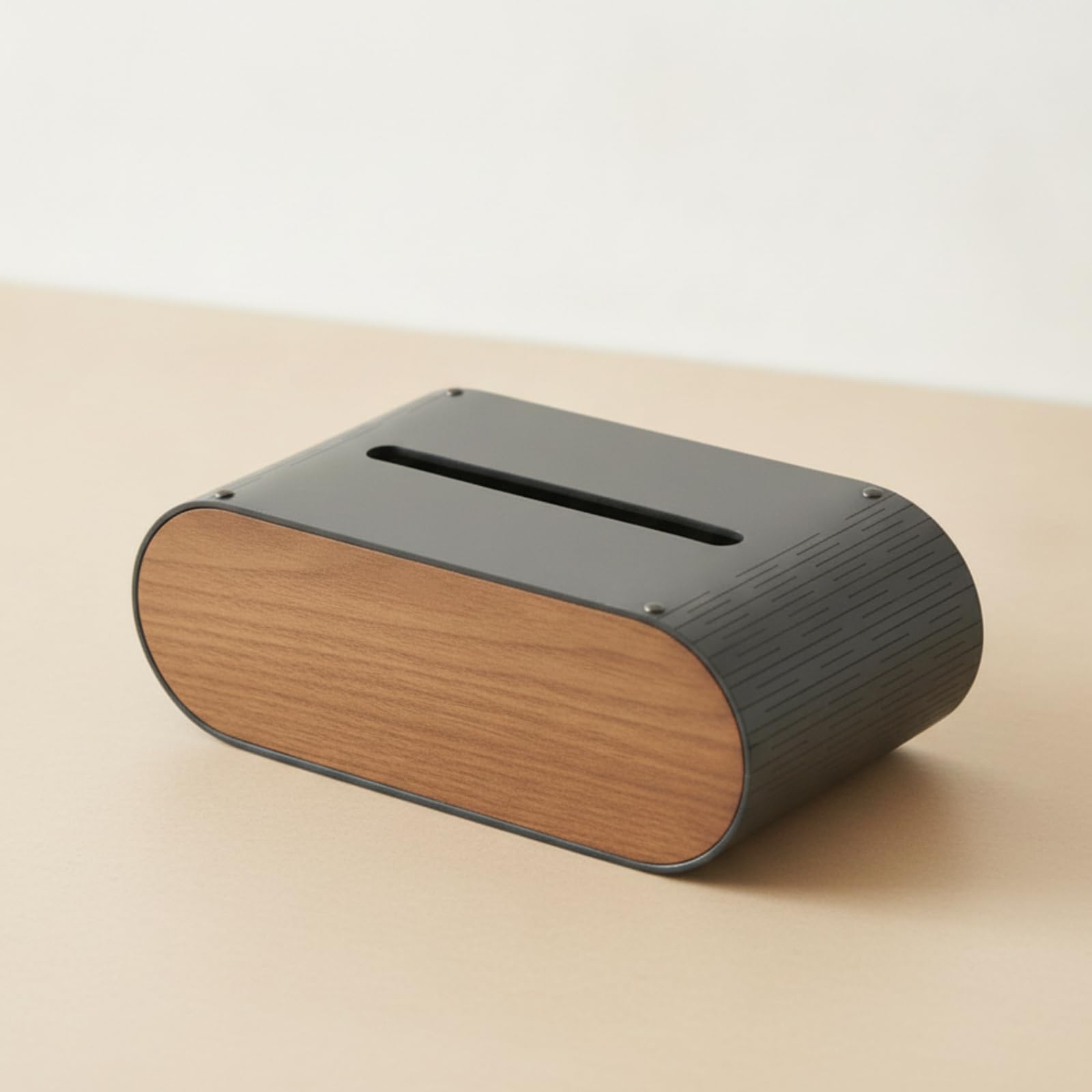 Porta Fazzoletti con Effetto Legno Rettangolare Copri Scatola di Fazzoletti Elegante Copriscatola per Soggiorno, Grigio Sabbia