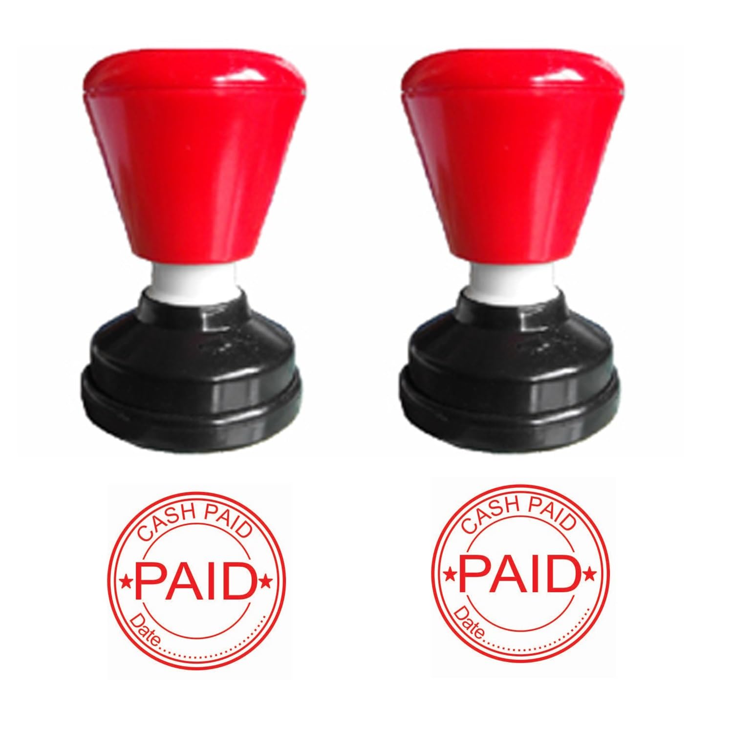 Cash Paid with Date 30mm Round red Color self Ink pre Ink Rubber Stamp Pack of 2
