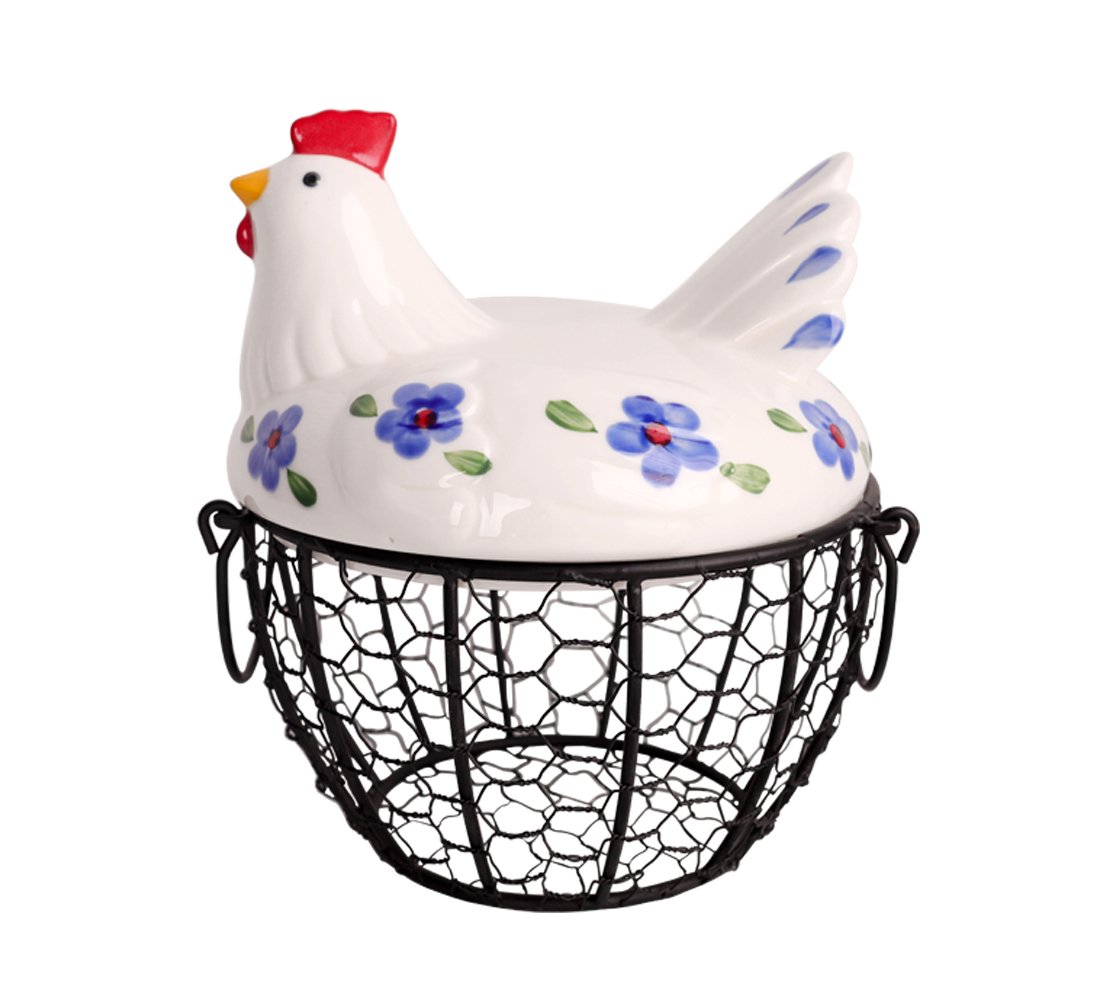Oskas Blue1 Farmhouse Style Egg Storage Collect Basket/Decorative Kitchen Storage Baskets For Kitchen Countertop