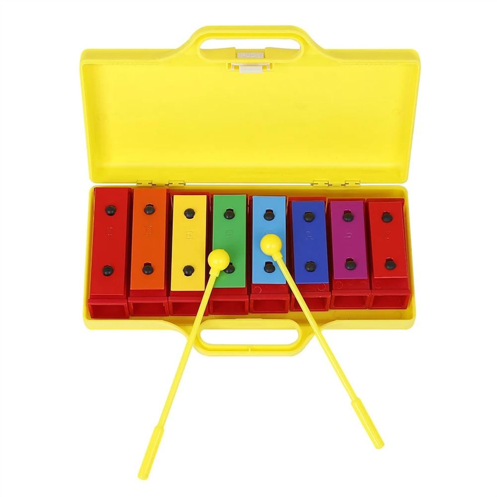 Xilofono A 8 Note Glockenspiel Colorato Rimovibile Placche Metalliche Color Arcobaleno Risonatore Strumento A Percussione Musicale