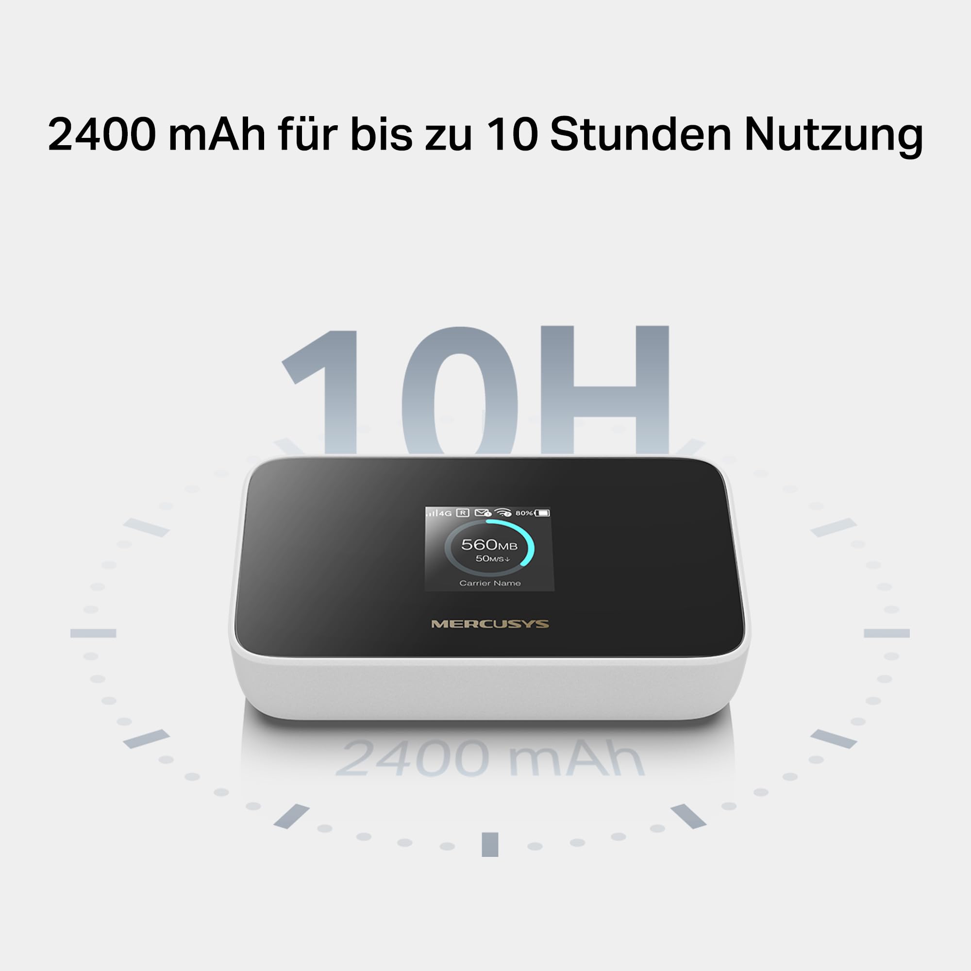 Mercusys MT115 Mobiler WLAN Router, tragbares WLAN für unterwegs mit SIM-Karte ohne Vertragsbindung, 4G LTE 150 Mbps, Wi-Fi 6 AX300, bis zu 10 Geräte, 2400 mAh Akku, bis zu 10 Stunden Laufzeit