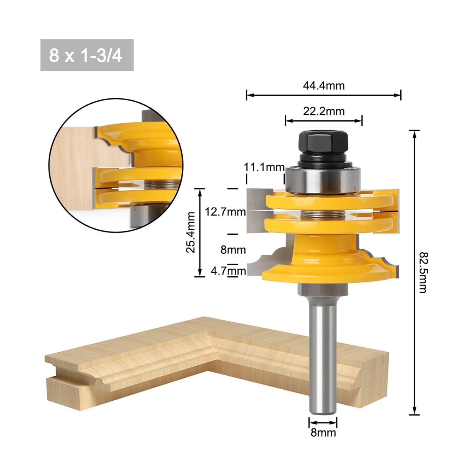 1 sztuk 8mm 12mm 12.7mm frez do drewna pełnowęglikowy trzpieniowy CNC narzędzie szklana rama drzwi nóż(8mm shaft)