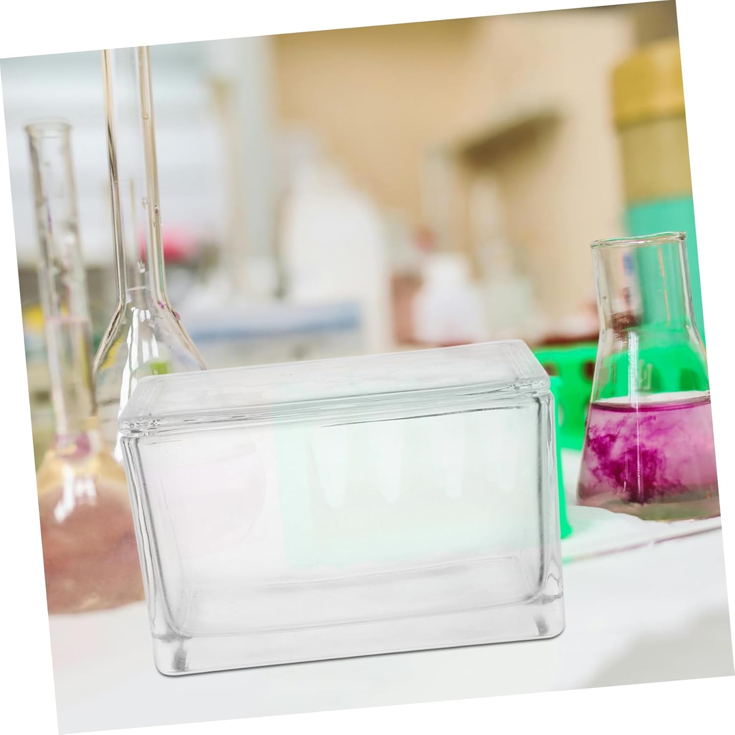 60pieces Glass Staining Jar Lid Slide Capacity Glass Staining Tank for Precise Microscope Slide Leak Design for Science Projects