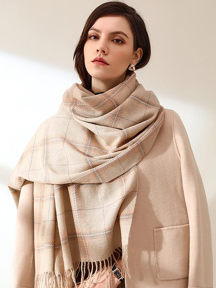Sciarpa Donna Scialle Uomo Invernale Sciarpa da Donna di Lusso in Stile Coreano Sciarpe Scozzese Morbida Nappa Femminile in Jersey Rosa Scialle Pareo
