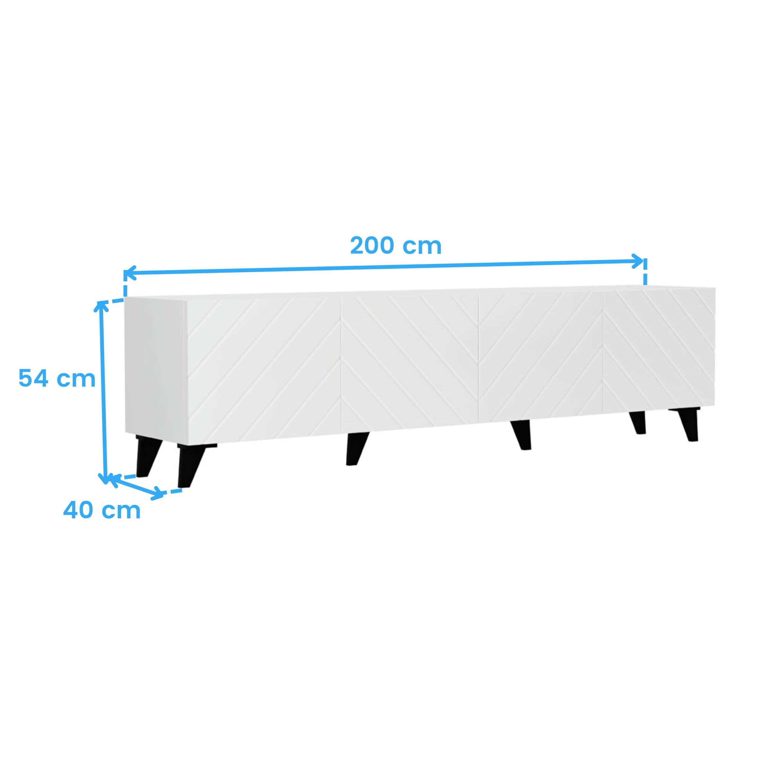 Miroytengo Mueble de TV de 4 Puertas 200 cm Mueble de Comedor Josi Salón Melamina Blanco Brillo