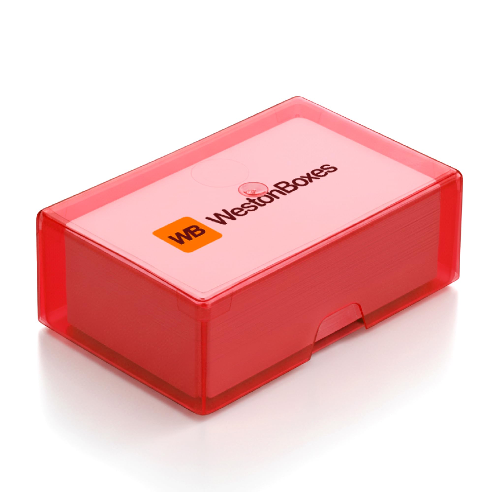 WestonBoxes Plastic Business Card Boxes - Holds 125 Business Cards - 35mm Deep (Red, Pack of 50)