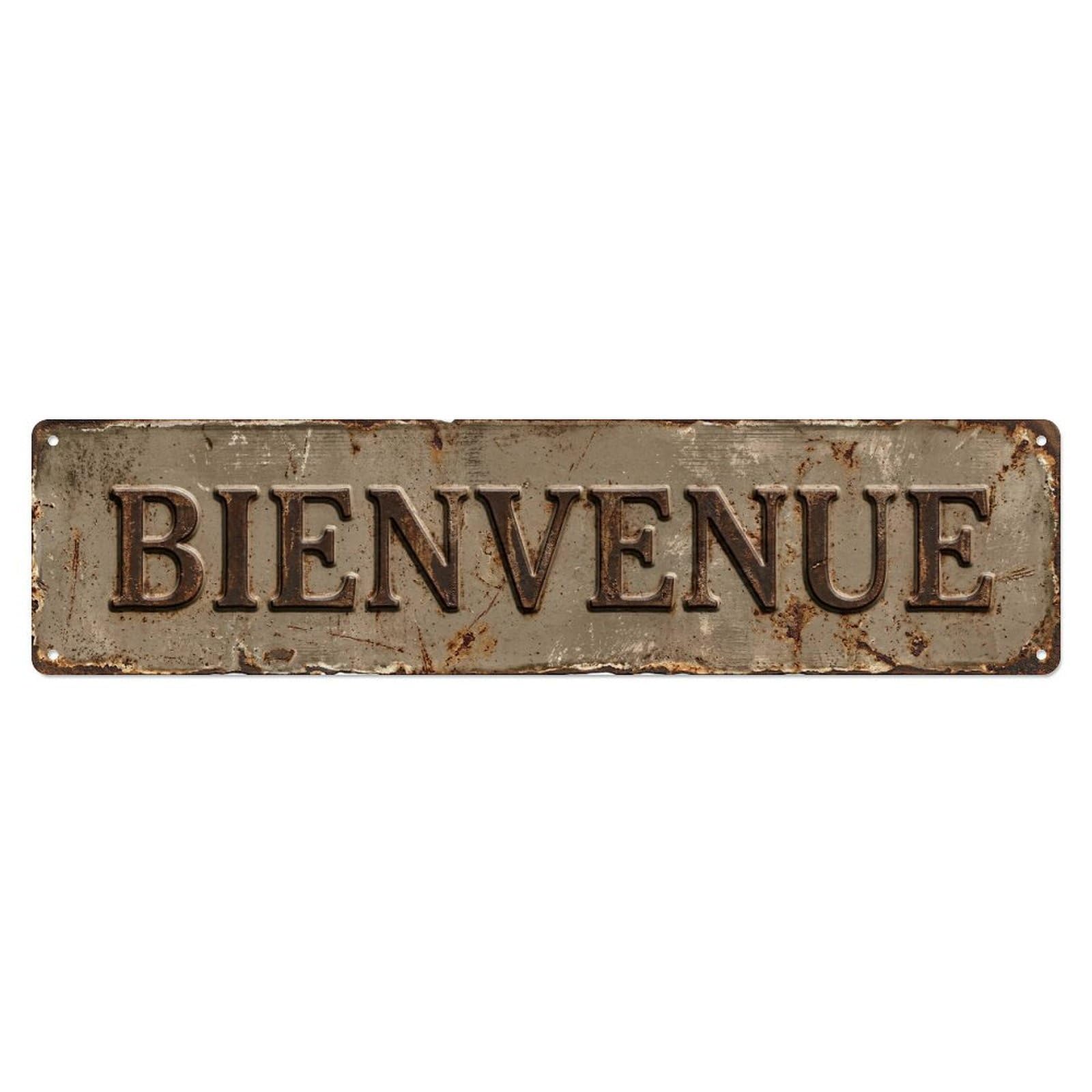 Weathered Taupe Tin Sign Welcome Metal Tin Skinny Sign Plaque Wall Decor for Cafe, Club Bar, Office, Home Garden Metal Poster 4x16Inch