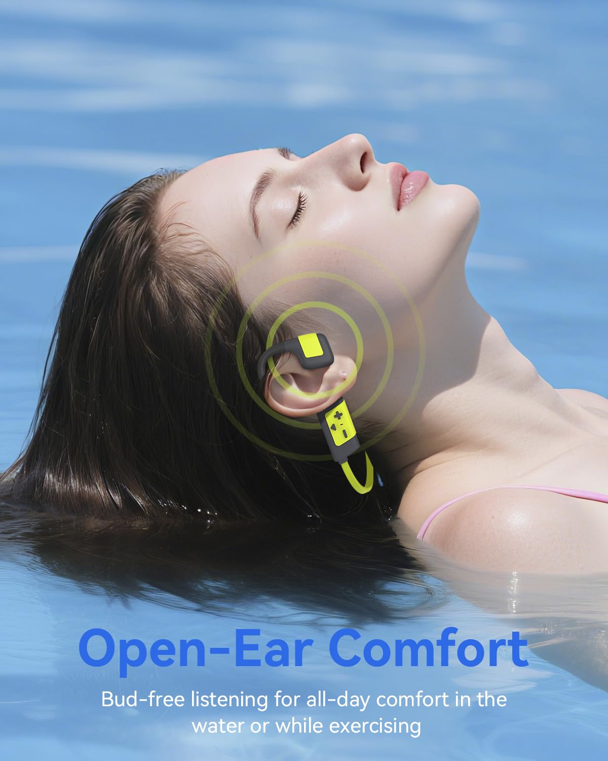Auriculares Conducción Osea Natacion, 8GB MP3 Auriculares para Nadar Correr | Impermeable IP68 para nadar,correr, Bluetooth 5.4, Modos Bluetooth y MP3, Material de silicona suave