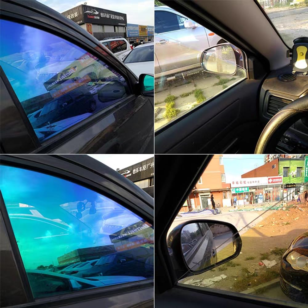 pellicola oscurante vetri auto blu camaleonte VLT 67% 50x300cm | Blu che cambia in verde, Pellicola oscurante per auto con protezione solare