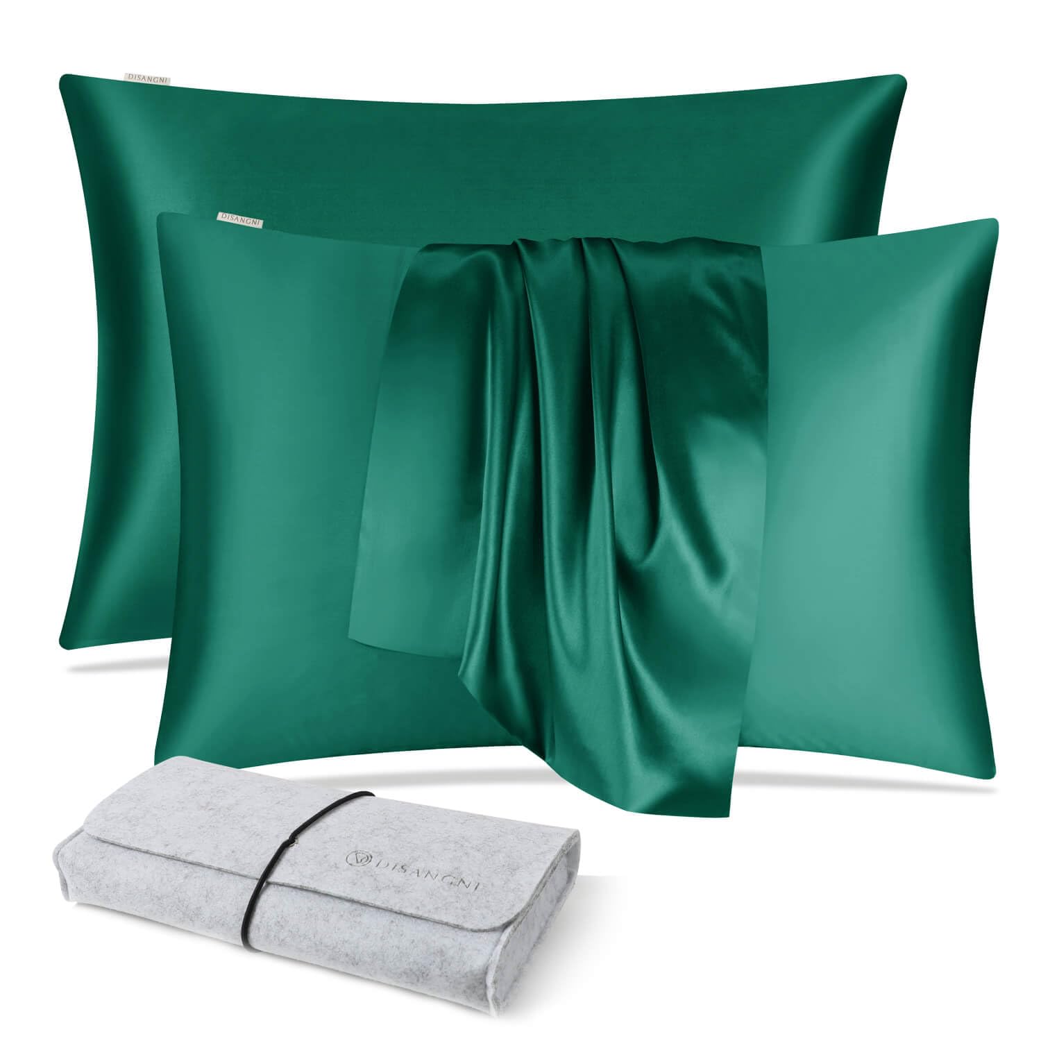 DISANGNI 100% Natural Mulberry Silk Pillow case for Hair and Skin with Hidden Zipper 22 Momme Both Sides Real Silk Pillow Case (2pc 50x75cm