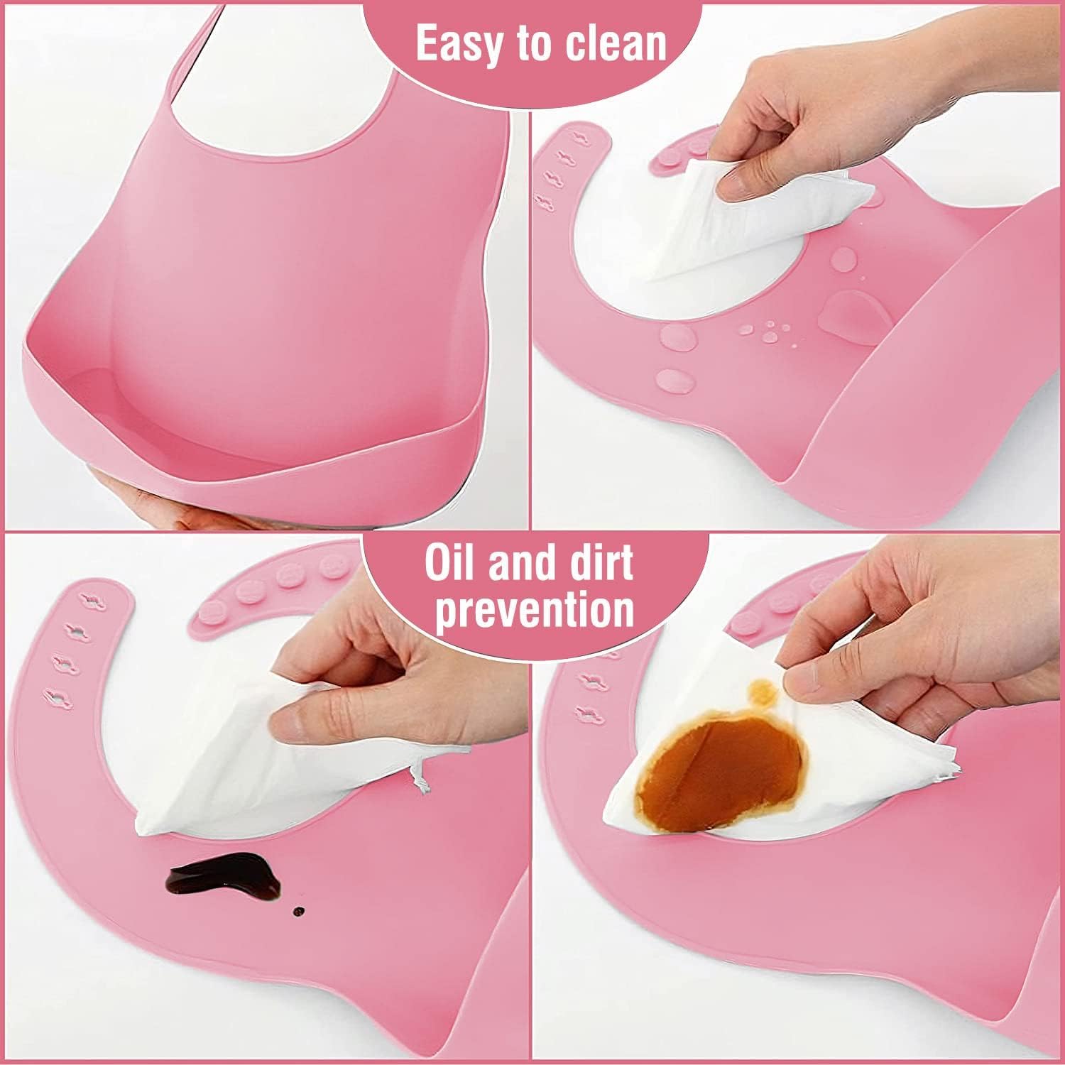 VAALYA TOYS Silicone Baby Feeding Set by Kidify -Divided Suction Plate - Suction Bowl - Adjustable Feeding Bib - Sip Cup with lid and Straw - Fork and Spoon - for Babies and Toddlers - Pink 3