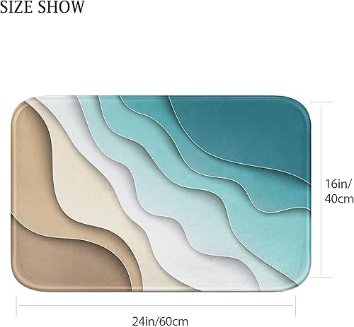 Miniatura 3 de Britimes Tapetes de baño para baño, tapetes de baño antideslizantes, cubierta lavable de playa abstracta, tapete para decoración de baño, 16 x 24