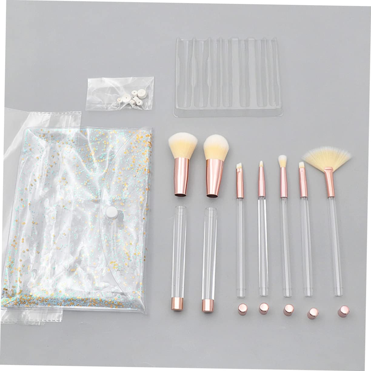MAGICLULU Set Di 21 Pennelli Con Manico in Cristallo Set Di Pennelli Per Il Trucco Per Donne Kit Di Pennelli Per Cosmetici Con 5 Manici in Tubo Vuoto Fondo Oro Rosa