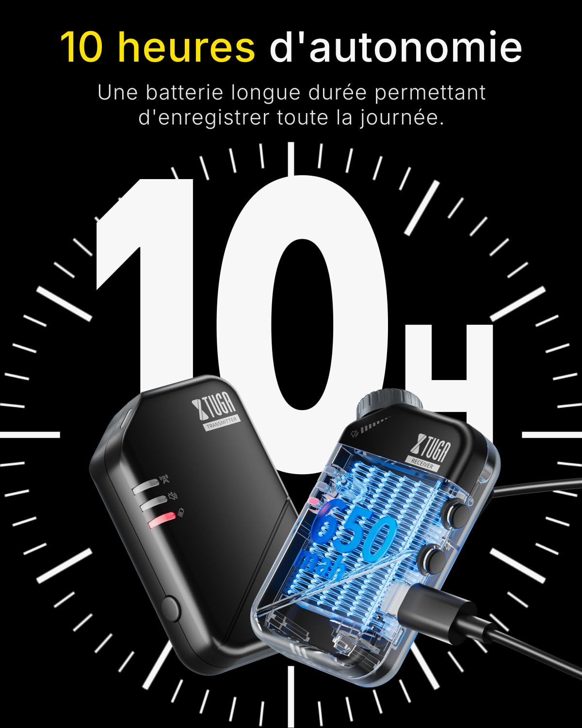 XTUGA Système de Surveillance Intra‑auriculaire sans Fil, système IEM stéréo sans Fil 2,4 GHz à Faible Latence, Surveillance de scène pour Groupes musicaux, églises et Musiciens (J02S)