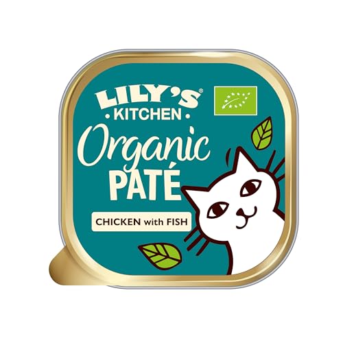 Lily's Kitchen Nassfutter-Pastete für erwachsene Katzen, hergestellt mit natürlichen Zutaten, Bio-Hähnchen mit Fisch, getreidefreie Rezeptur, 19 x 85 g