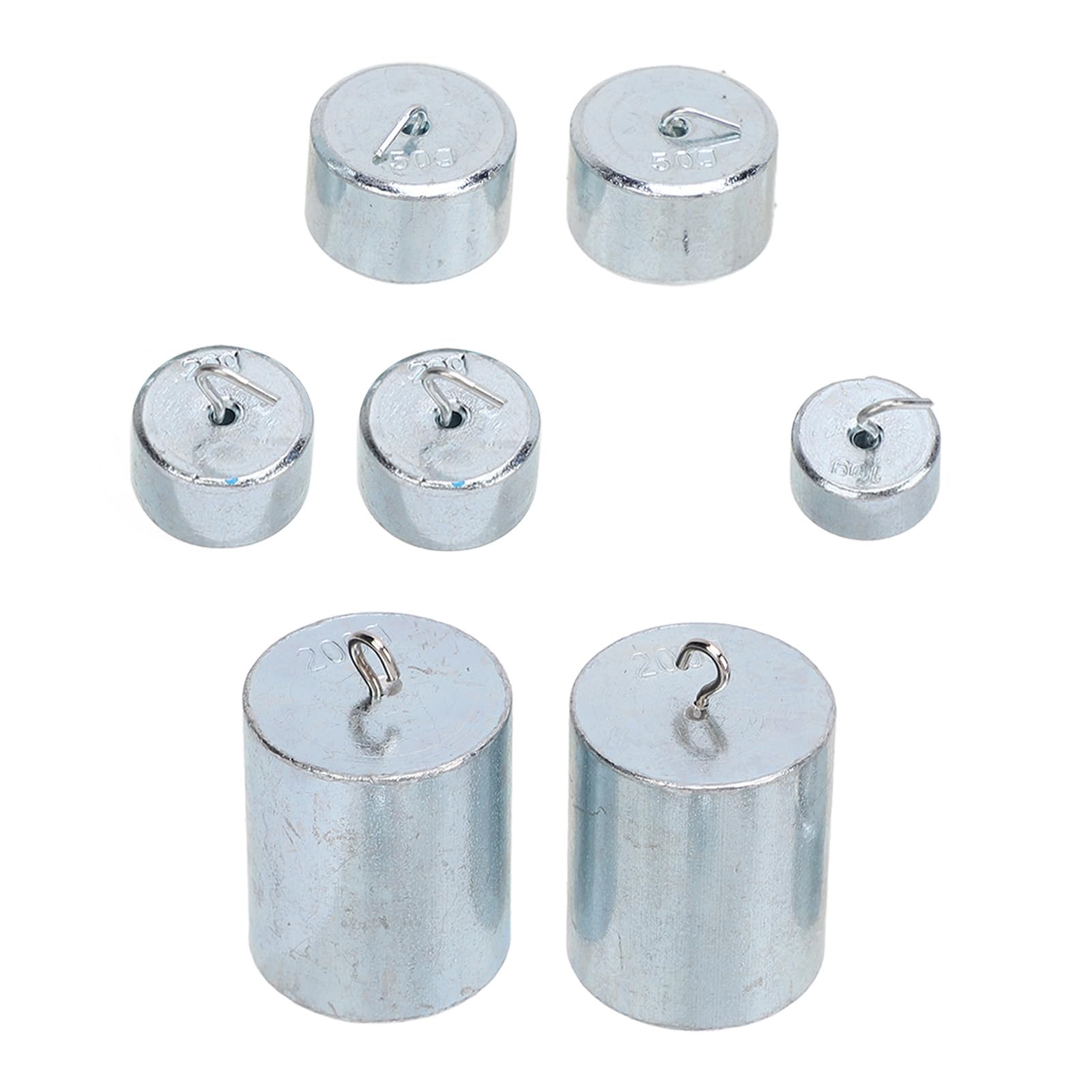Tissting 7 Pezzi Pesi con Ganci, 10 g 20 g 50 g 200 g Acciaio Pesi Precisi Kit Pesi di Calibrazione Strumento Didattico Sperimentale Fisico