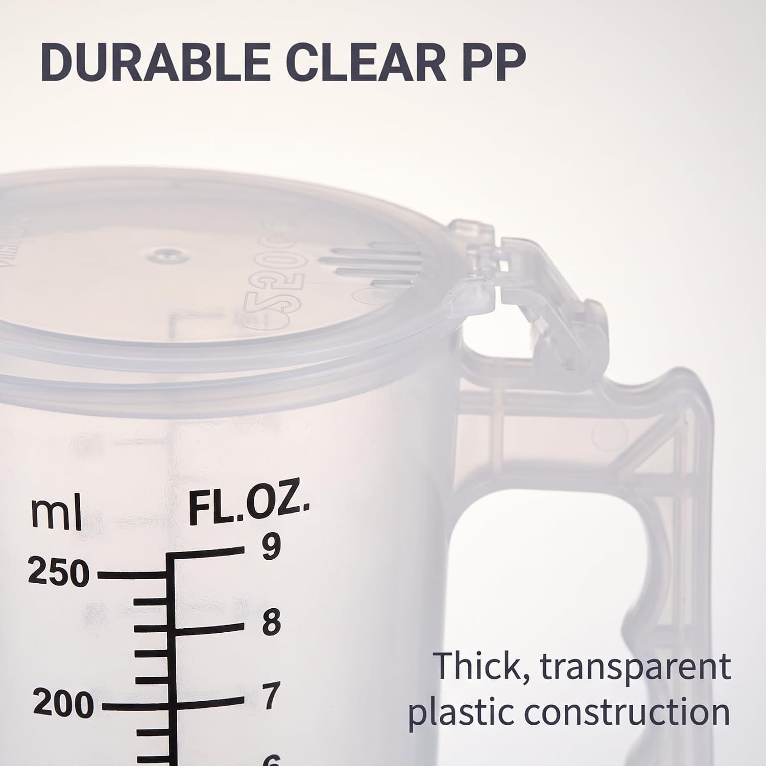 1Pc 250ML Transparent Measuring Cup with Lid, Plastic Measuring Cup with Handle for Baking,Powder,Liquid,Measure & Mix