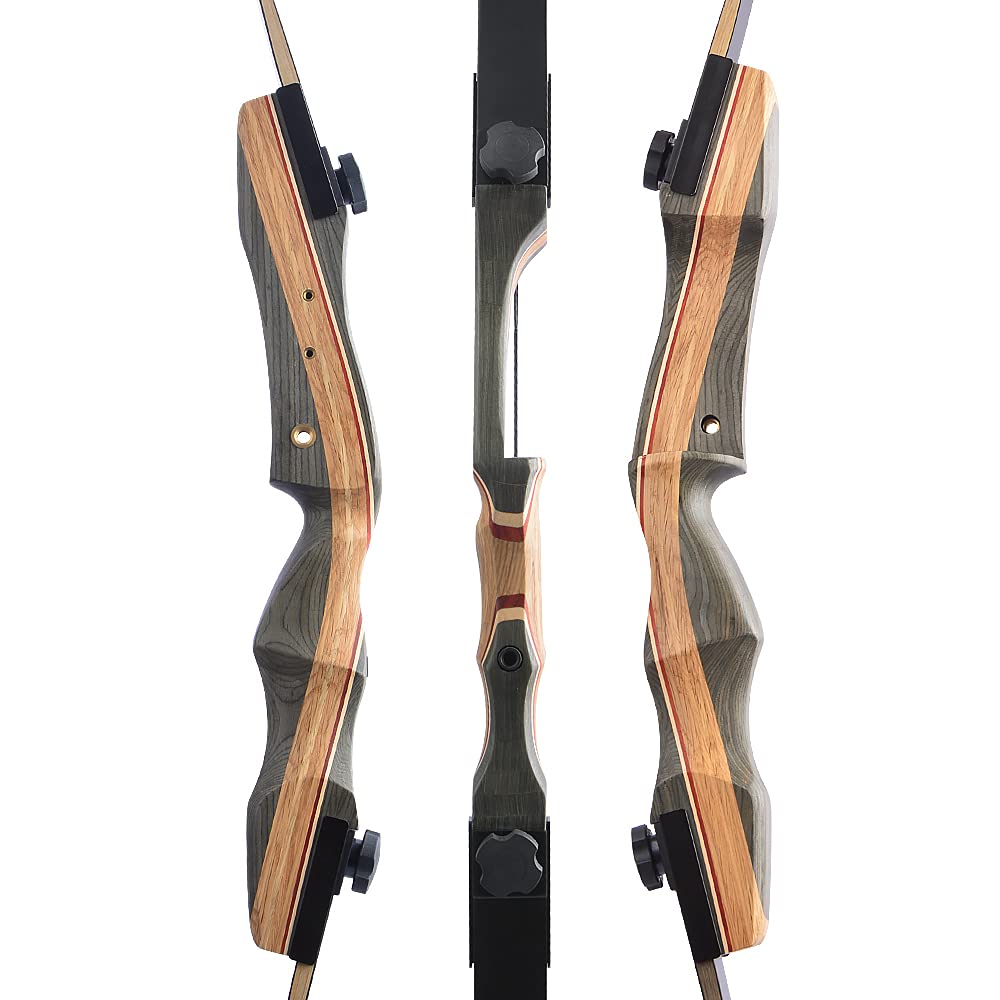 AMEYXGS 62" Arco ricurvo da tiro con l'arco Adulti e giovani Arco da caccia 30-50LBS Riser in legno con accessori per tiro con l'arco Mano destra (30lbs, Tipo 2)