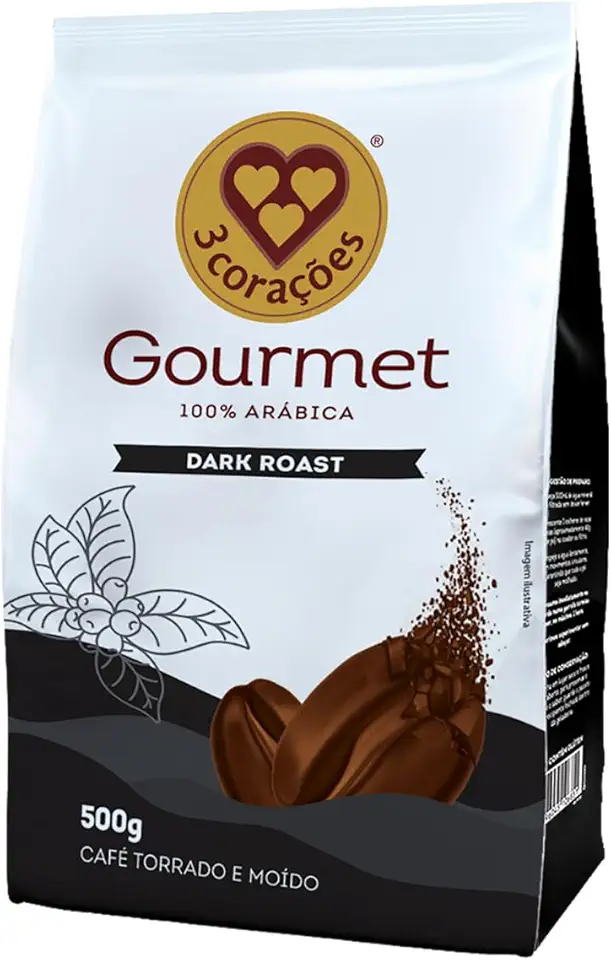 3 Corações Café Torrado e Moído Gourmet Dark Roast, 500g