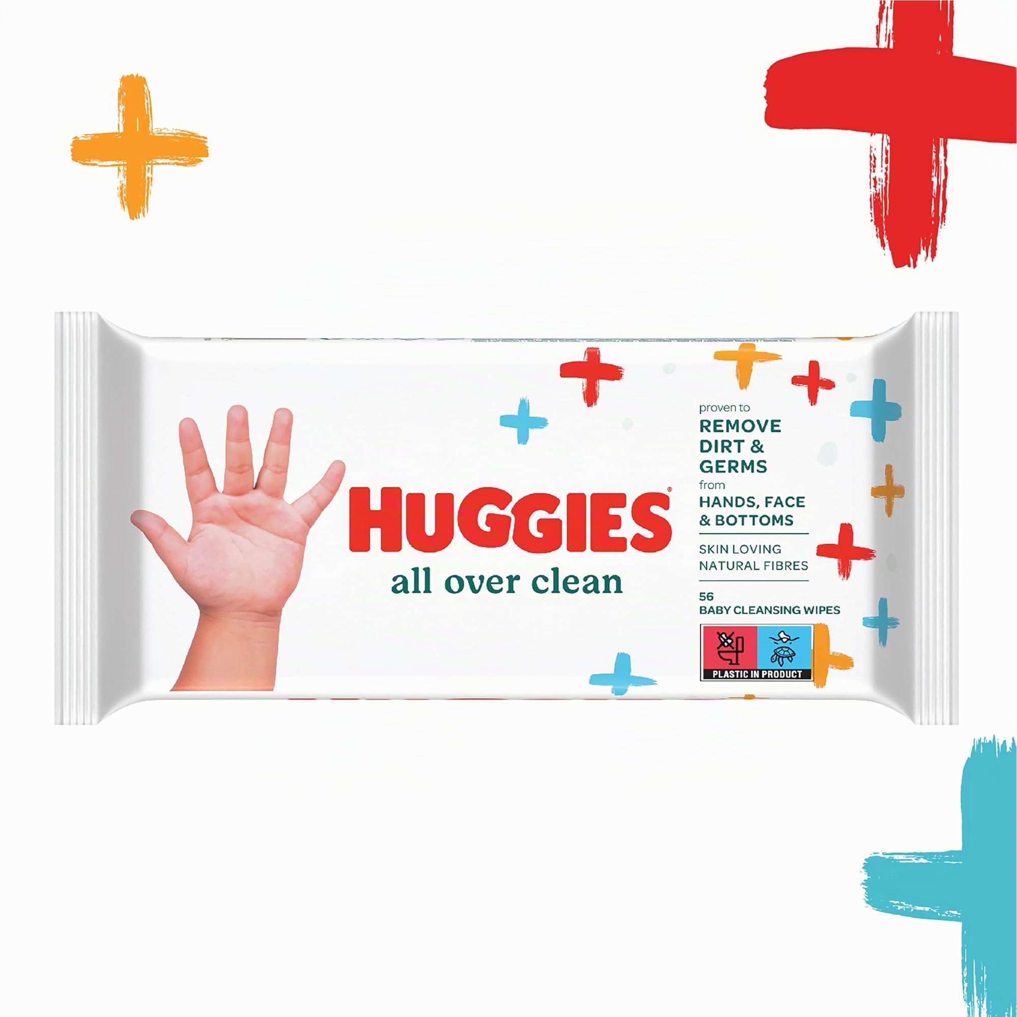 Huggies All Over Clean - Toallitas húmedas para bebé, 56 piezas, paquete de 10 (10 paquetes de 56 unidades, total 560 toallitas) (seguras para la cara, las manos y el funduleto)