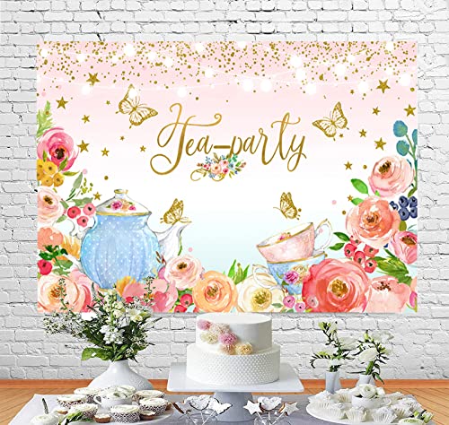 Fondo fotográfico floral rosa 7x5ft para fiesta té miniatura 4