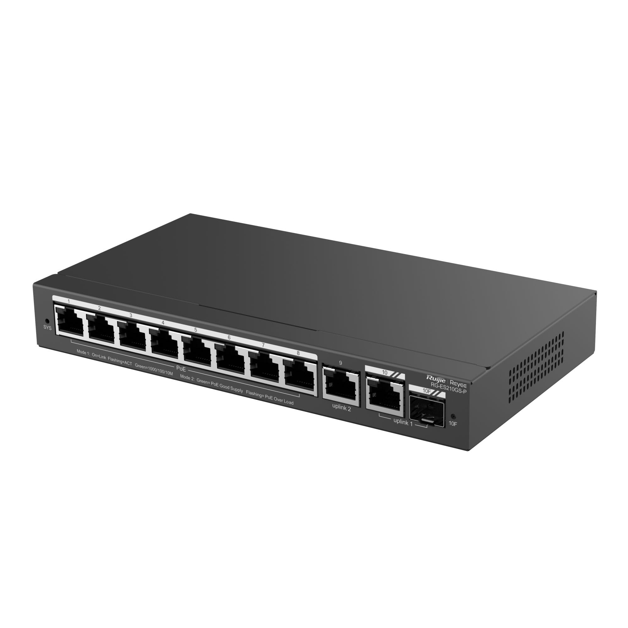 Ruijie Networks RG-ES210GS-P Netzwerk-Switch Managed L2 Gigabit Ethernet (10/100/1000) Power over Ethernet (PoE) Schwarz (RG-ES210GS-P)