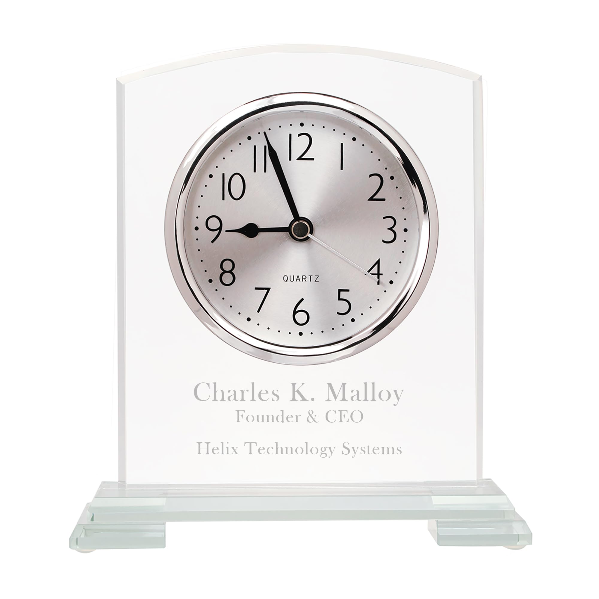 RavanoxRavanox Personalized 6 1/2" Square Arch Jade Glass Clock, Custom Engraved Battery Operated Glass Desk Clock for Employee Appreciation, Recognition, Retirement Awards and More