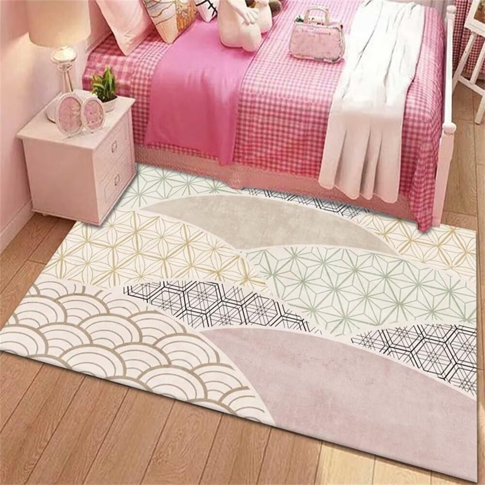 Tapis salon rose 60x100cm doux de cuisine et design graphique