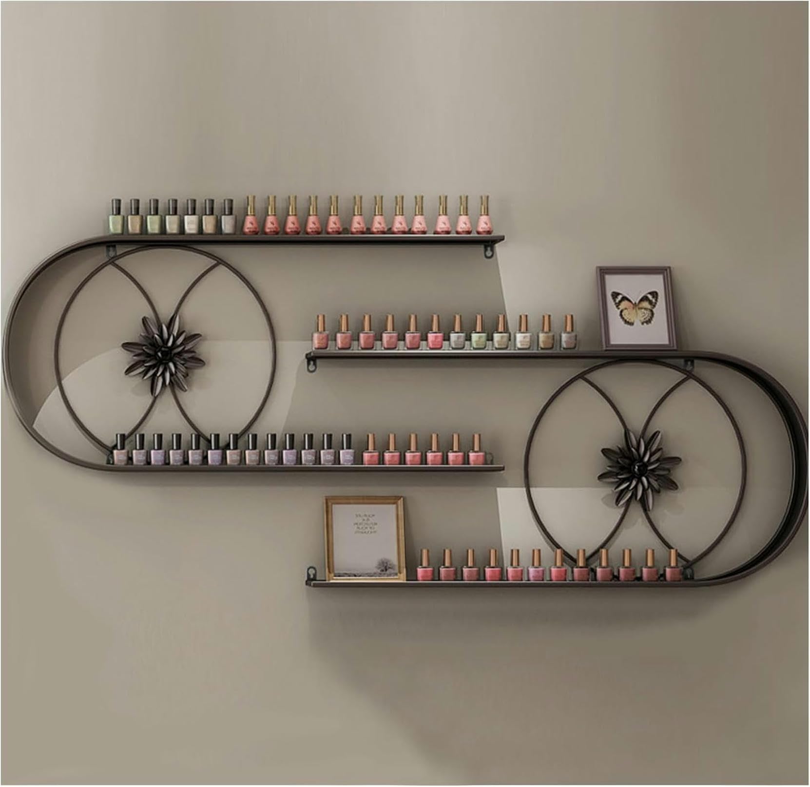 Estantes para esmaltes de uñas anticaída soportes metálicos de pared estables