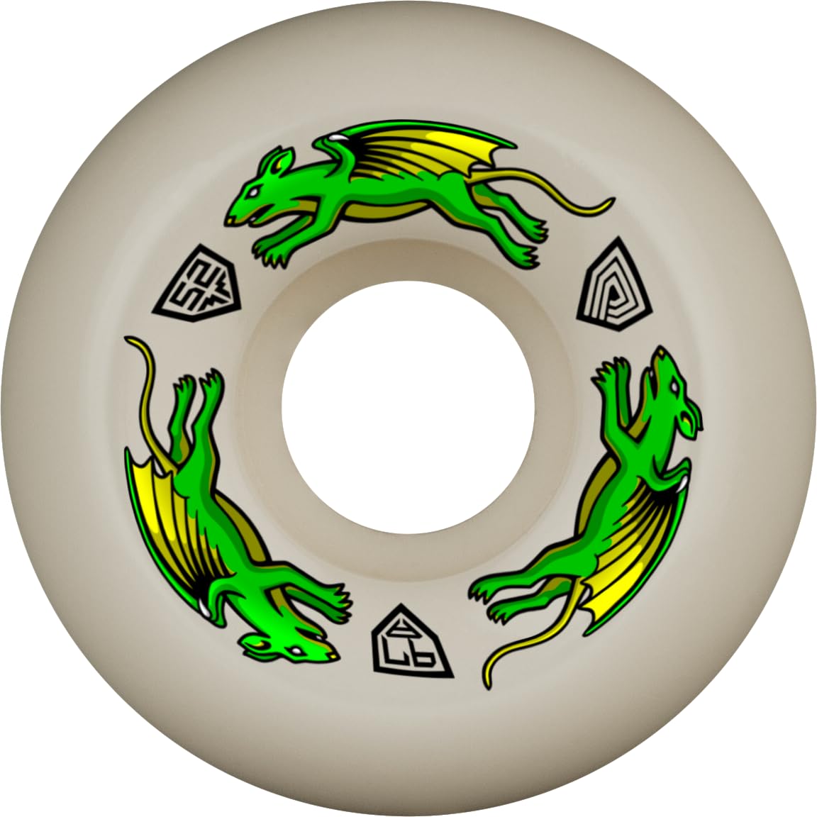 Powell Peralta Nano Rat Dragon Formula 97A Skateboard Wheels, White, Sidecut V5, 52mm x 30mm