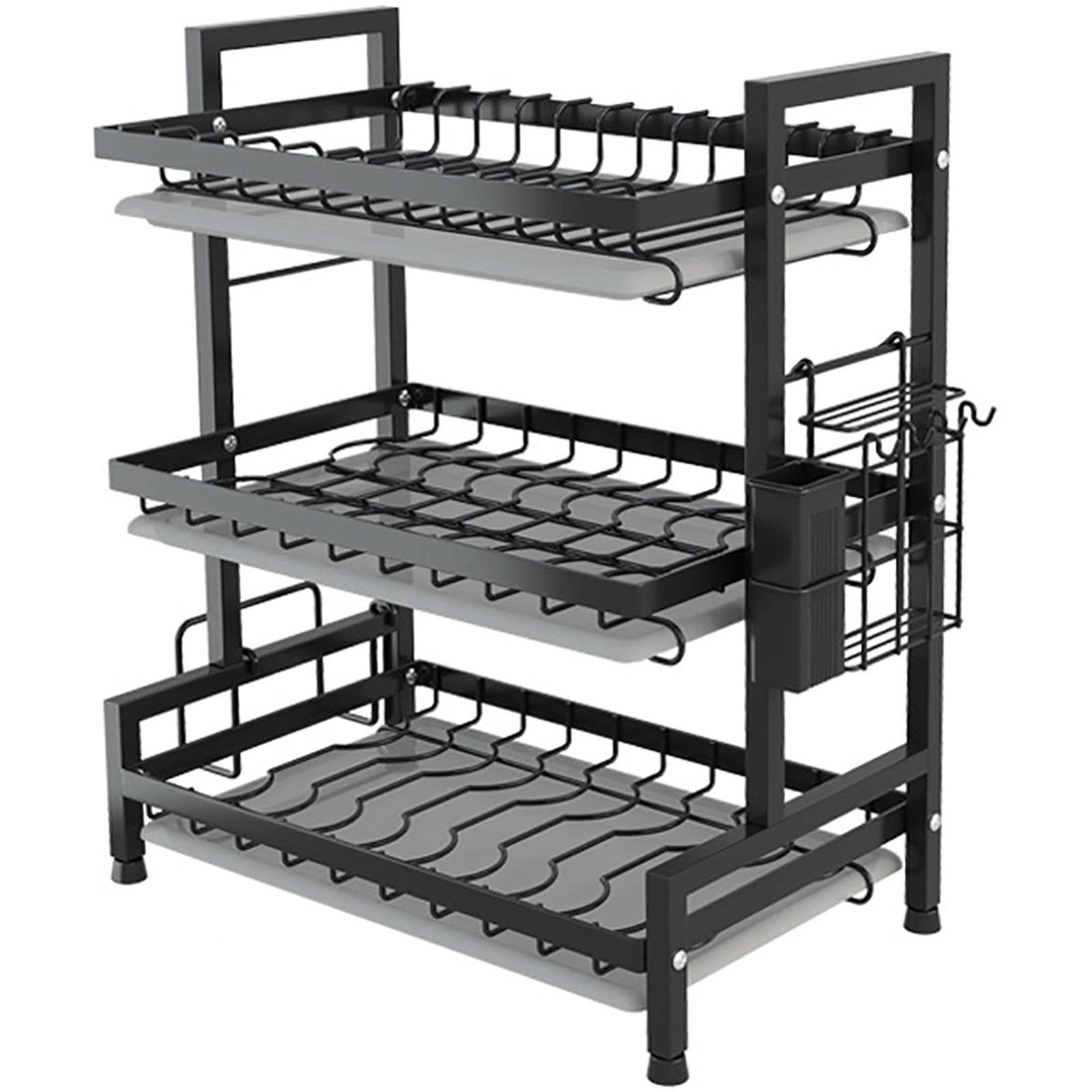 FLYIODFCXV drain rack, 3 with Drip Tray, Dish Rack with Drain Plate and(1)